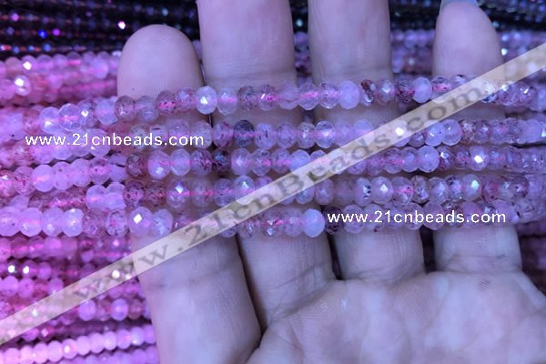 CRB1955 15.5 inches 3.5*5mm faceted rondelle strawberry quartz beads