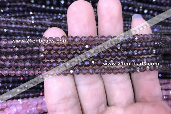 CRB1957 15.5 inches 3*4mm faceted rondelle smoky quartz beads