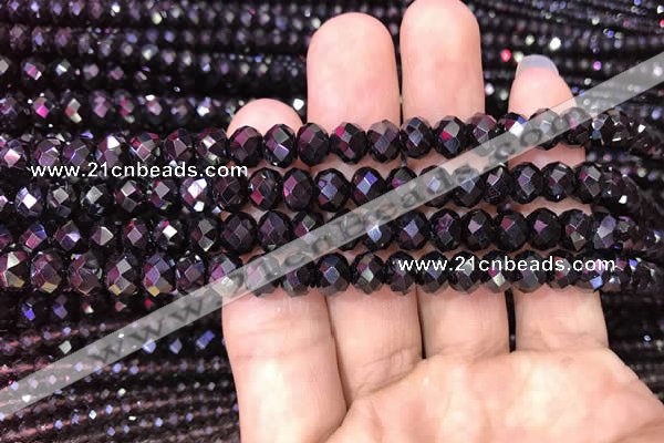 CRB1999 15.5 inches 6*8mm faceted rondelle black spinel beads