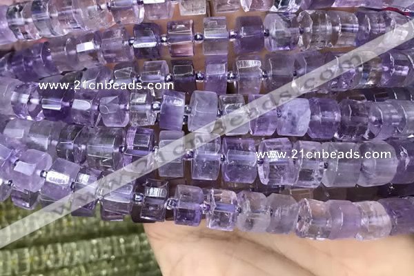 CRB2011 15.5 inches 9mm - 10mm faceted tyre light amethyst beads