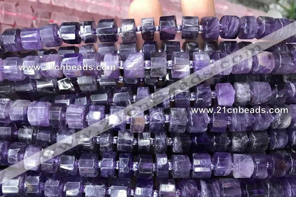 CRB2015 15.5 inches 7mm - 8mm faceted tyre amethyst beads