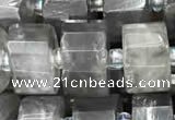 CRB2026 15.5 inches 9mm - 10mm faceted tyre cloudy quartz beads