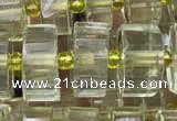 CRB2031 15.5 inches 9mm - 10mm faceted tyre lemon quartz beads