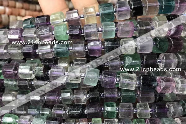 CRB2045 15.5 inches 7mm - 8mm faceted tyre fluorite gemstone beads