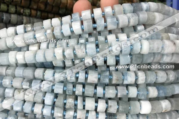 CRB2055 15.5 inches 7mm - 8mm faceted tyre aquamarine beads
