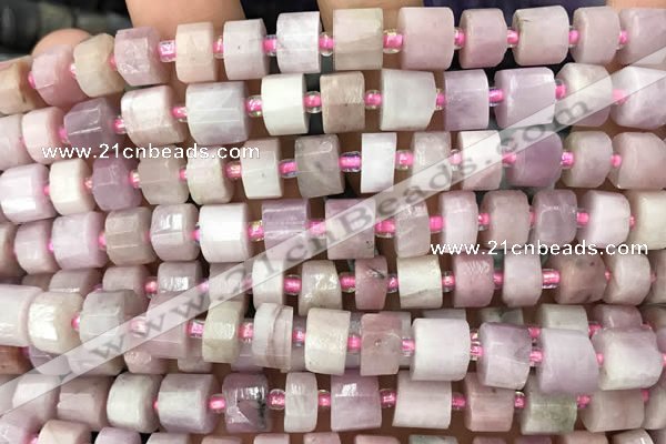 CRB2067 15.5 inches 11mm - 12mm faceted tyre kunzite gemstone beads