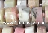 CRB2071 15.5 inches 9mm - 10mm faceted tyre pink opal beads