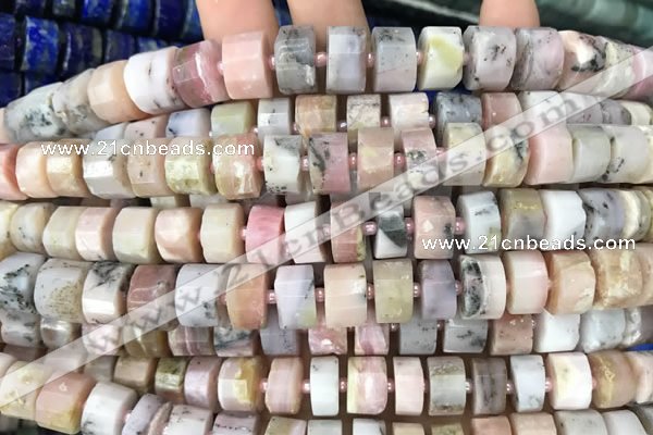 CRB2072 15.5 inches 11mm - 12mm faceted tyre pink opal beads