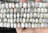 CRB2081 15.5 inches 9mm - 10mm faceted tyre grey moonstone beads