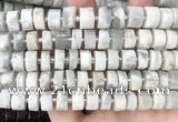 CRB2082 15.5 inches 11mm - 12mm faceted tyre grey moonstone beads