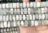 CRB2083 15.5 inches 12mm - 13mm faceted tyre grey moonstone beads