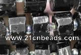 CRB2101 15.5 inches 9mm - 10mm faceted tyre black tourmaline beads