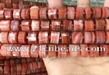 CRB2108 15.5 inches 12mm - 13mm faceted tyre south red agate beads