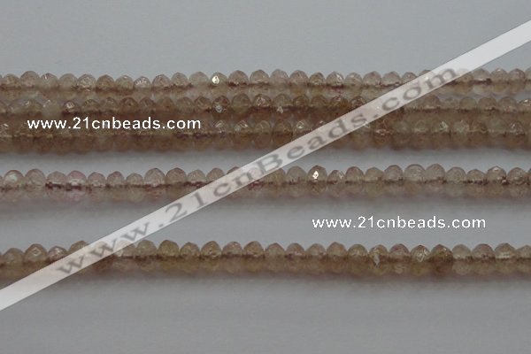 CRB211 15.5 inches 3*4mm faceted rondelle strawberry quartz beads