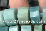 CRB2116 15.5 inches 9mm - 10mm faceted tyre amazonite beads