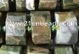 CRB2122 15.5 inches 11mm - 12mm faceted tyre rhyolite gemstone beads