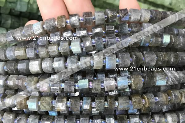 CRB2131 15.5 inches 9mm - 10mm faceted tyre labradorite gemstone beads