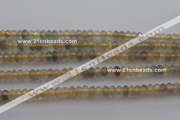 CRB214 15.5 inches 3*4mm faceted rondelle yellow fluorite beads