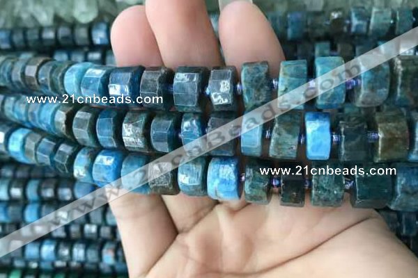 CRB2146 15.5 inches 9mm - 10mm faceted tyre apatite gemstone beads