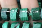 CRB2150 15.5 inches 7mm - 8mm faceted tyre malachite beads