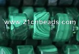 CRB2152 15.5 inches 11mm - 12mm faceted tyre malachite beads