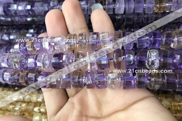 CRB2155 15.5 inches 7mm - 8mm faceted tyre ametrine beads