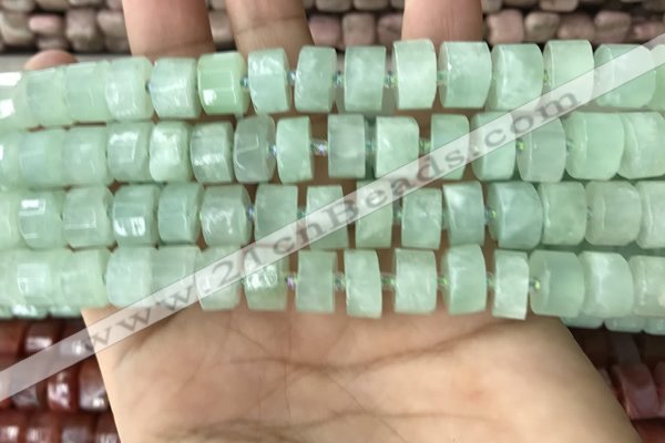 CRB2165 15.5 inches 8mm - 9mm faceted tyre light prehnite beads