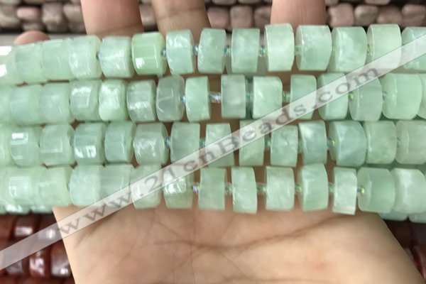 CRB2166 15.5 inches 11mm - 12mm faceted tyre light prehnite beads