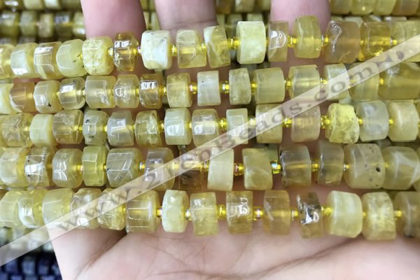 CRB2170 15.5 inches 8mm - 9mm faceted tyre yellow opal beads