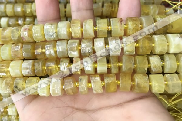 CRB2171 15.5 inches 11mm - 12mm faceted tyre yellow opal beads