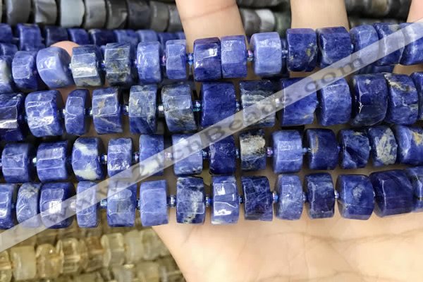 CRB2177 15.5 inches 12mm - 13mm faceted tyre sodalite beads