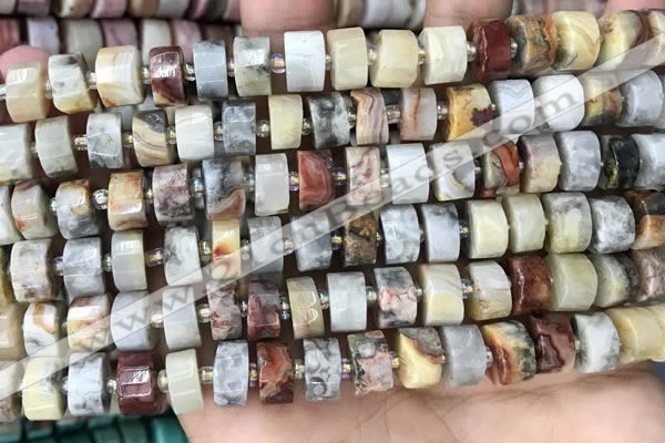 CRB2181 15.5 inches 11mm - 12mm faceted tyre crazy lace agate beads