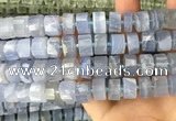 CRB2188 15.5 inches 11mm - 12mm faceted tyre blue chalcedony beads