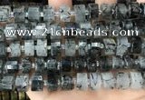 CRB2194 15.5 inches 12mm - 13mm faceted tyre black rutilated quartz beads