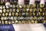 CRB2196 15.5 inches 9mm - 10mm faceted tyre yellow tiger eye beads