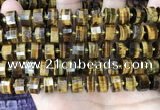 CRB2198 15.5 inches 11mm - 12mm faceted tyre yellow tiger eye beads