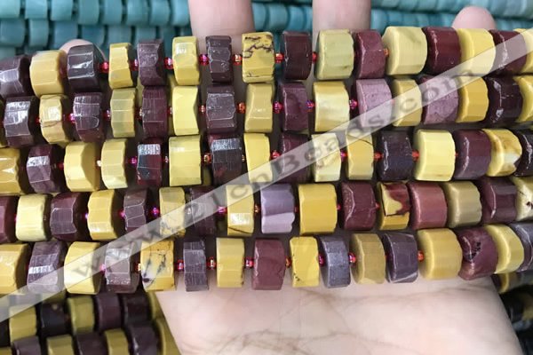 CRB2202 15.5 inches 10mm - 11mm faceted tyre mookaite beads