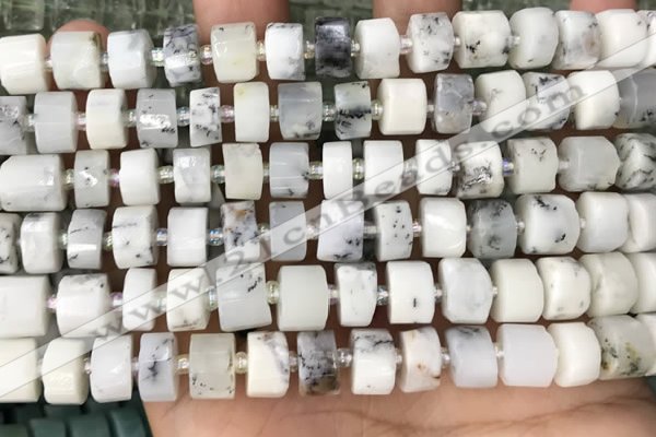 CRB2207 15.5 inches 10mm - 11mm faceted tyre white opal beads