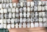 CRB2208 15.5 inches 11mm - 12mm faceted tyre white opal beads