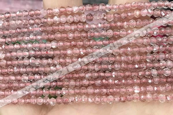 CRB2235 15.5 inches 2*3mm faceted rondelle strawberry quartz beads