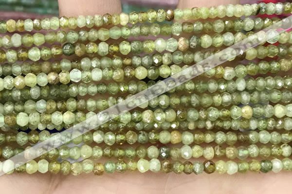 CRB2238 15.5 inches 2*3mm faceted rondelle green garnet beads