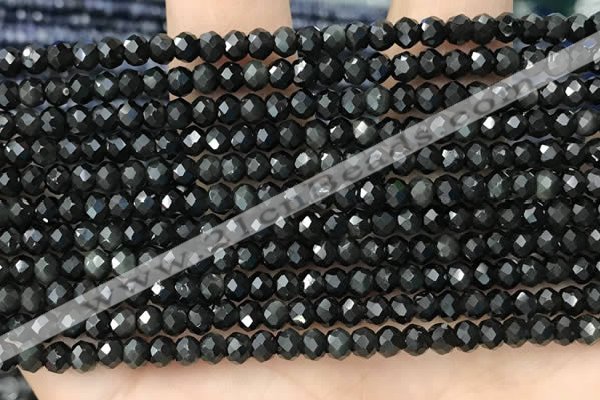 CRB2248 15.5 inches 3*4mm faceted rondelle obsidian beads