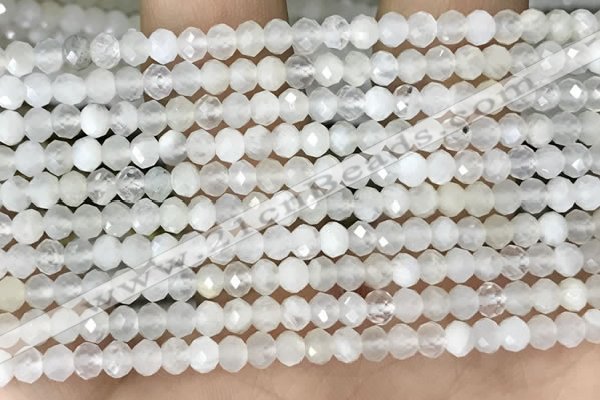 CRB2254 15.5 inches 3*4mm faceted rondelle white moonstone beads