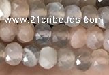 CRB2256 15.5 inches 3*4mm faceted rondelle rainbow moonstone beads