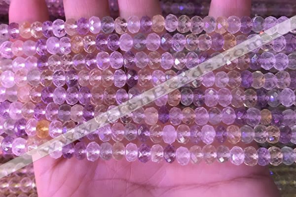 CRB2281 15.5 inches 4*6mm faceted rondelle mixed quartz beads