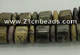 CRB250 15.5 inches 5*12mm - 10*12mm rondelle yellow artistic jasper beads