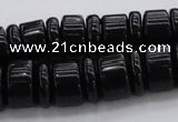 CRB254 15.5 inches 5*14mm - 10*14mm rondelle black agate beads