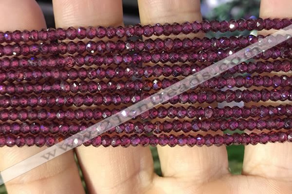 CRB2600 15.5 inches 2*3mm faceted rondelle red garnet beads