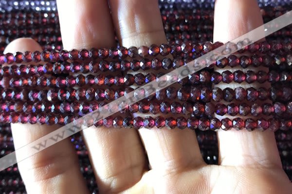 CRB2601 15.5 inches 2*3mm faceted rondelle red garnet beads