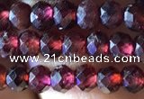 CRB2602 15.5 inches 3*4mm faceted rondelle red garnet beads